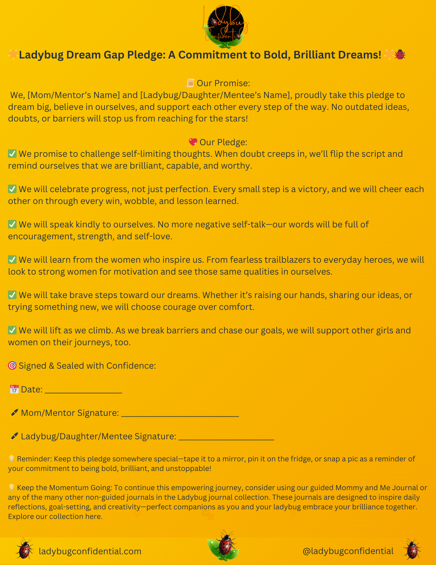 đĄ Mommy & Ladybug âDream Gapâ Pledgeđâ¨