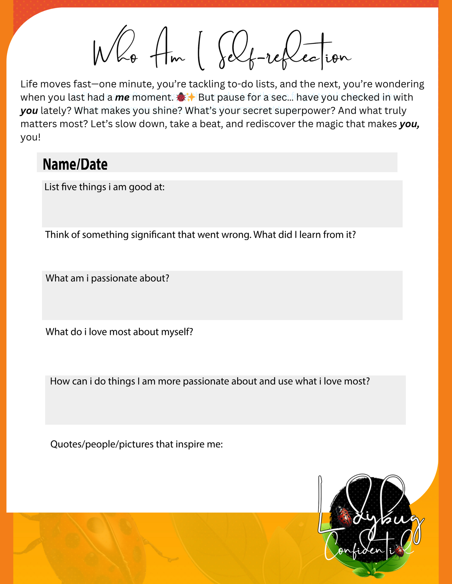 Who Am I? A Self-Reflection Adventure 🐞✨