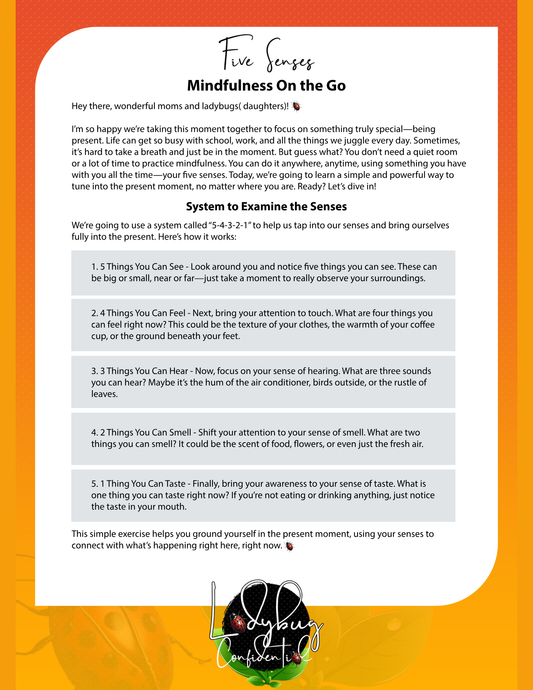 Five Senses on the Go: A Mindfulness Mini-Reset for Busy Ladybugs 🐞✨