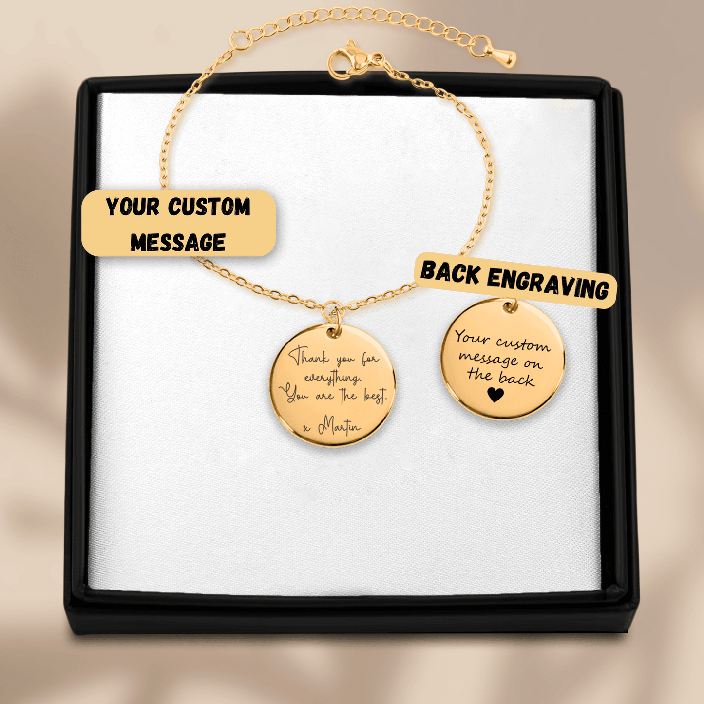 Ladybug Custom Message Bracelet