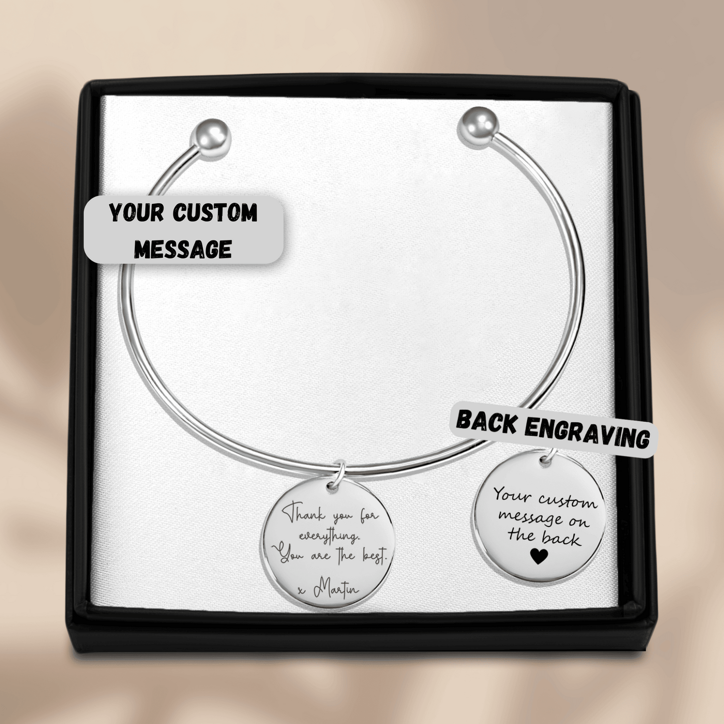 Ladybug Custom Message Bangle