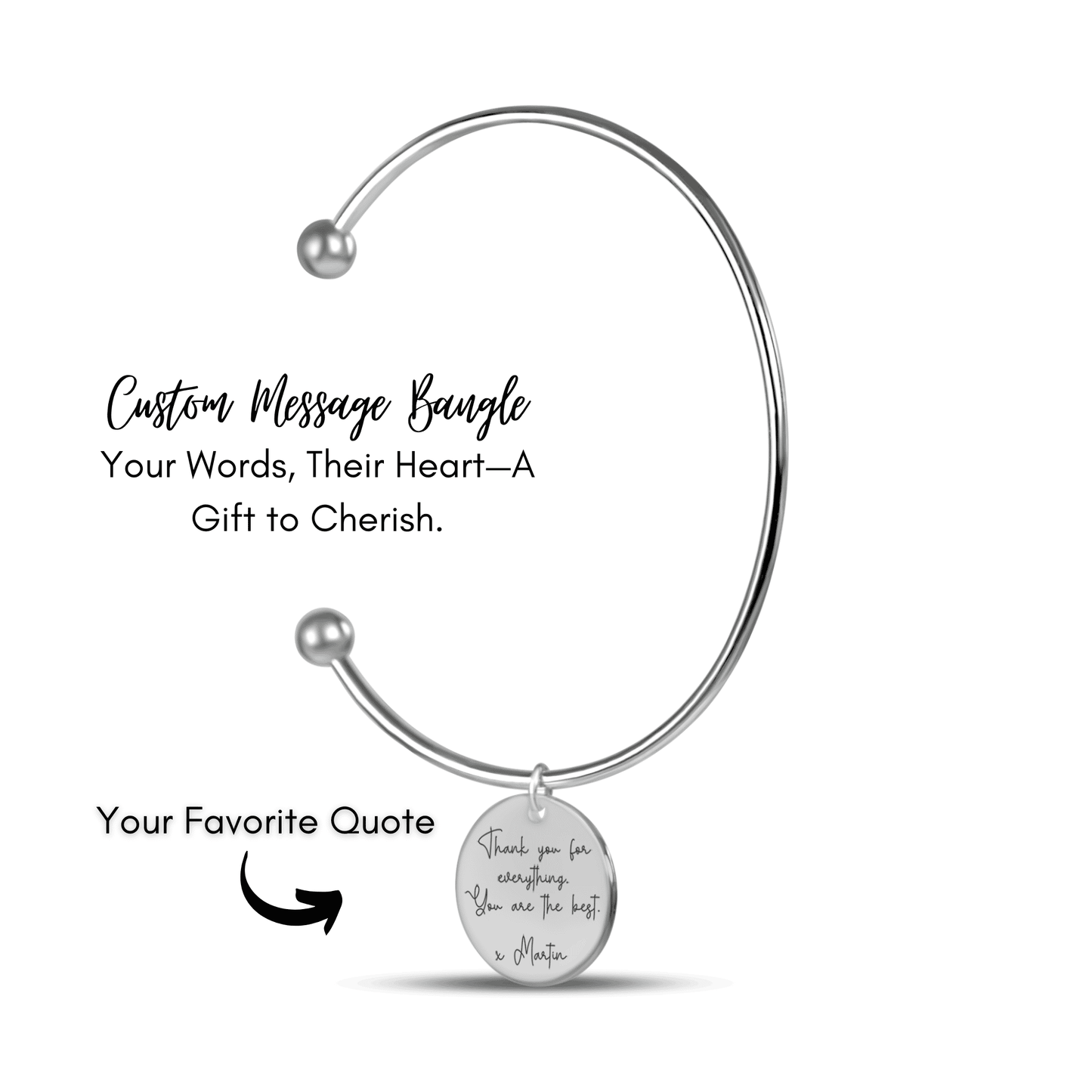 Ladybug Custom Message Bangle