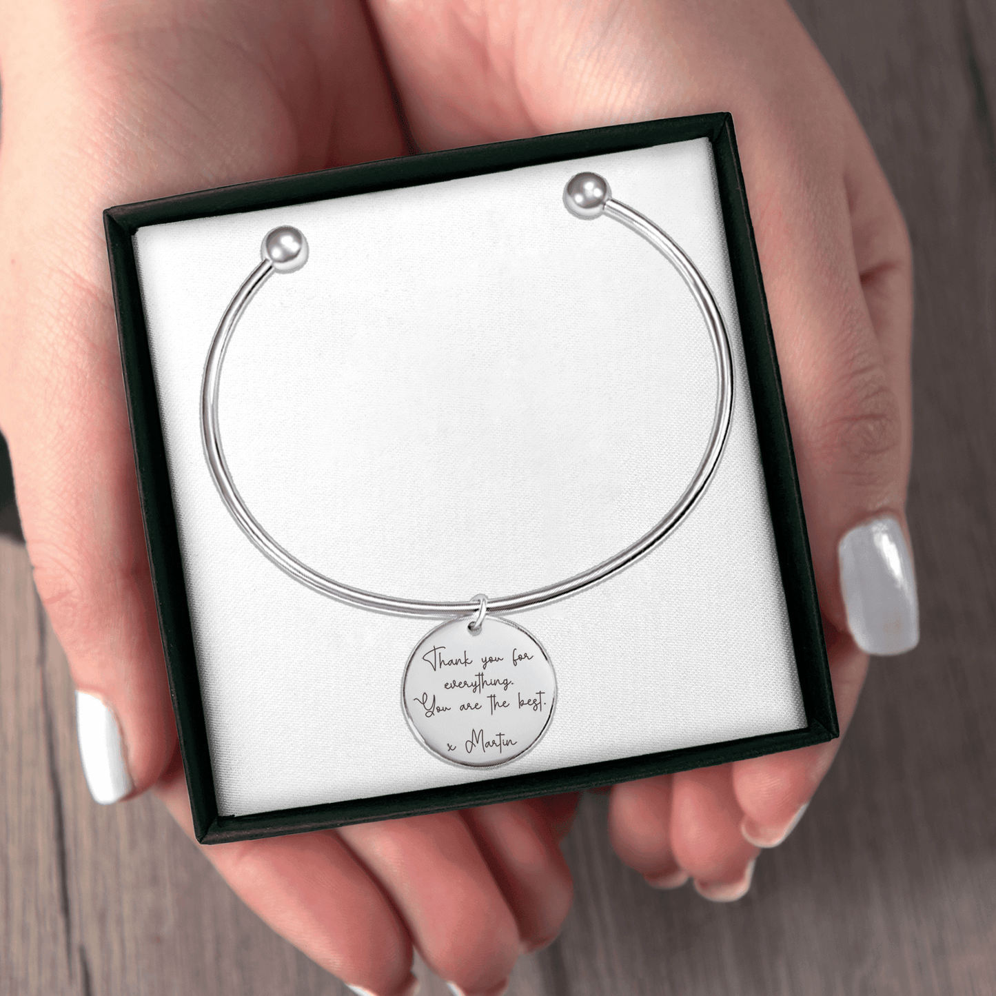 Ladybug Custom Message Bangle