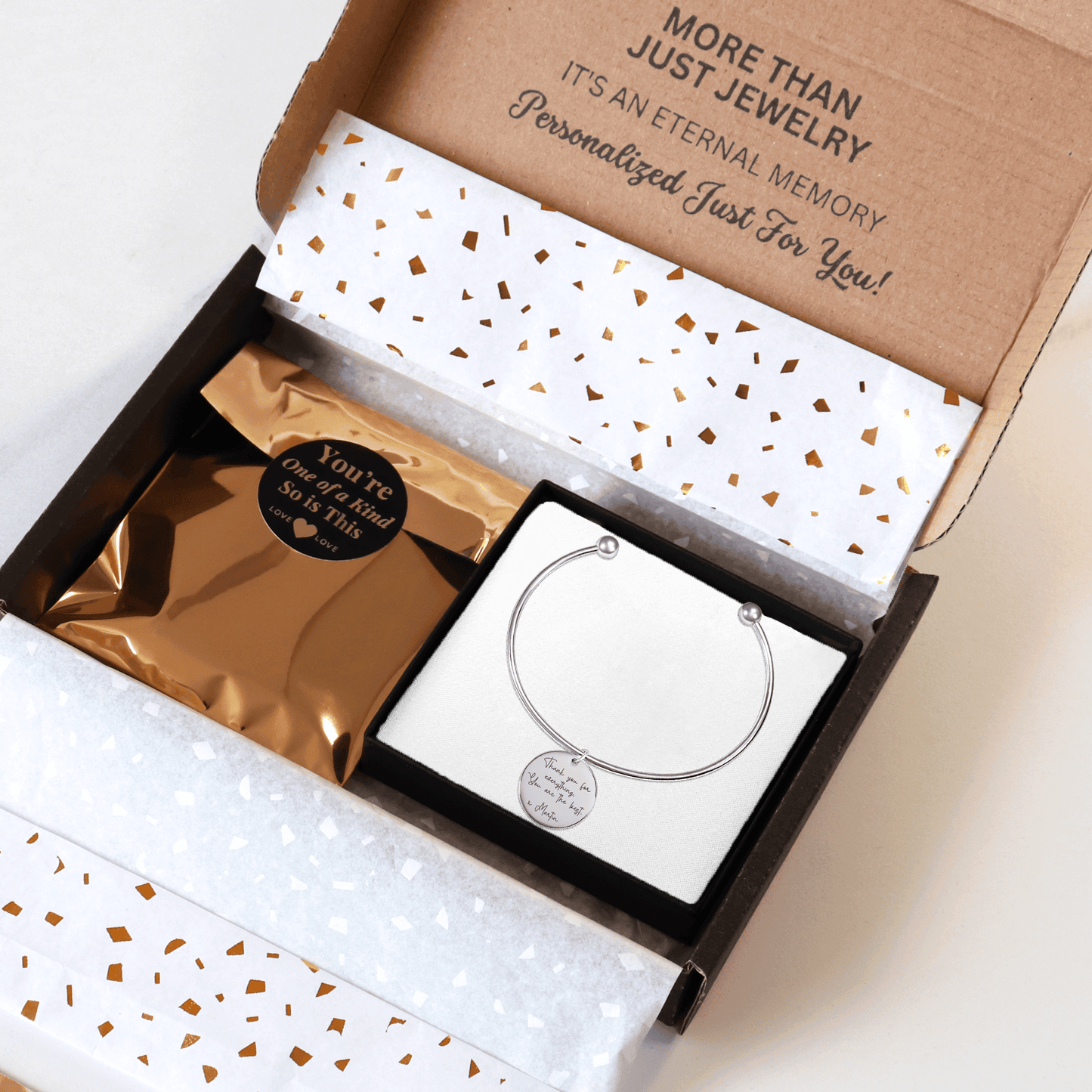 Ladybug Custom Message Bangle